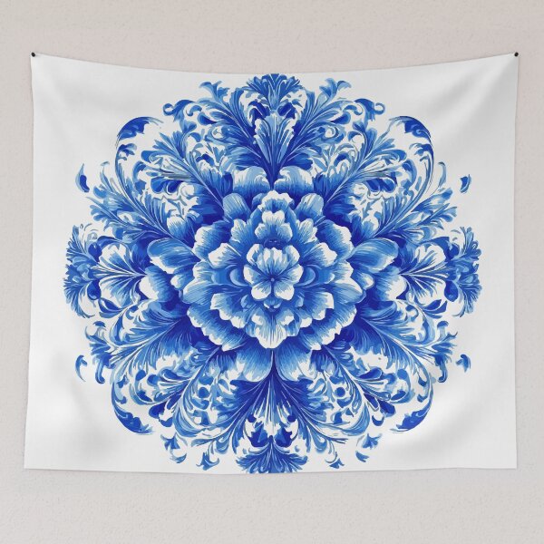 Item preview, Gzhel Russian blue flowers ornament Watercolor designed and sold by Grypis.
