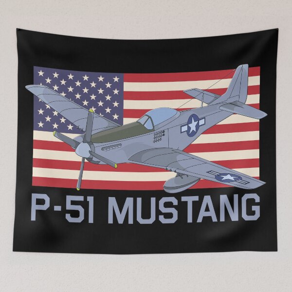 Item preview, P-51 Mustang WW2 American Plane Patriotic USA Flag  designed and sold by MilitaryMart.
