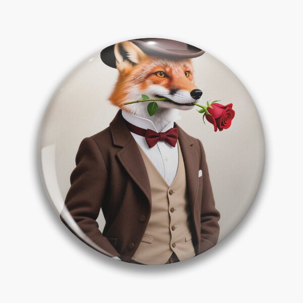 Item preview,  Dapper fox gentleman with a rose designed and sold by Vintage Designs +.