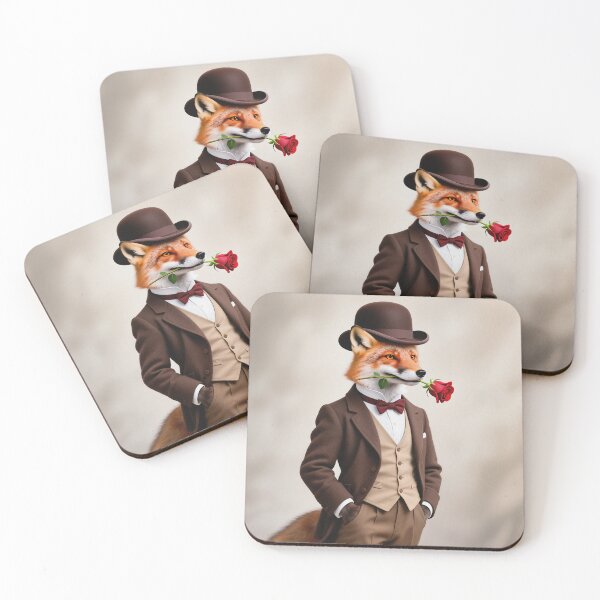 Item preview,  Dapper fox gentleman with a rose designed and sold by Vintage Designs +.