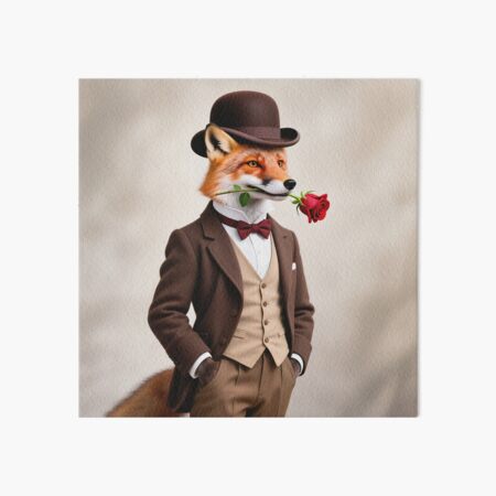 Item preview,  Dapper fox gentleman with a rose designed and sold by Vintage Designs +.