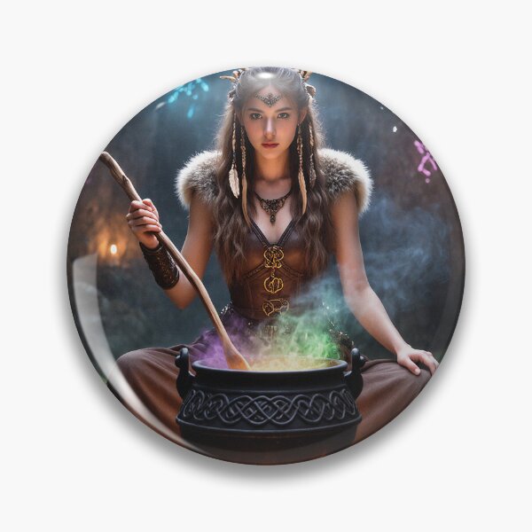 Item preview, The Sorcerer Witch of the wild moors with her magical cauldron designed and sold by Vintage Designs +.