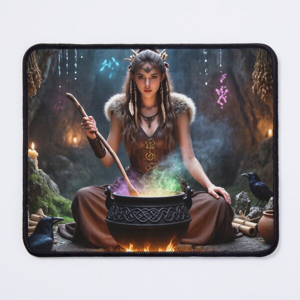 Item preview, The Sorcerer Witch of the wild moors with her magical cauldron designed and sold by Vintage Designs +.