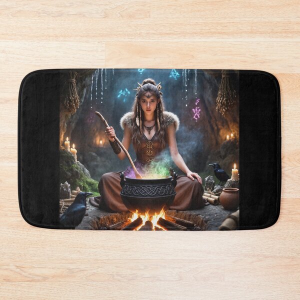 Item preview, The Sorcerer Witch of the wild moors with her magical cauldron designed and sold by Vintage Designs +.