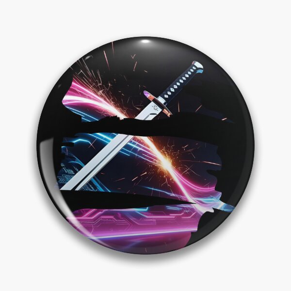 Item preview, Chrome katana slicing through static 1 designed and sold by Neon G.