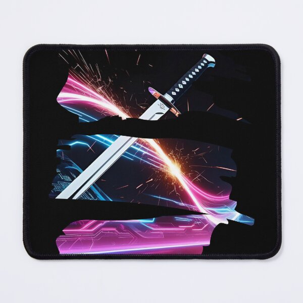 Item preview, Chrome katana slicing through static 1 designed and sold by Neon G.