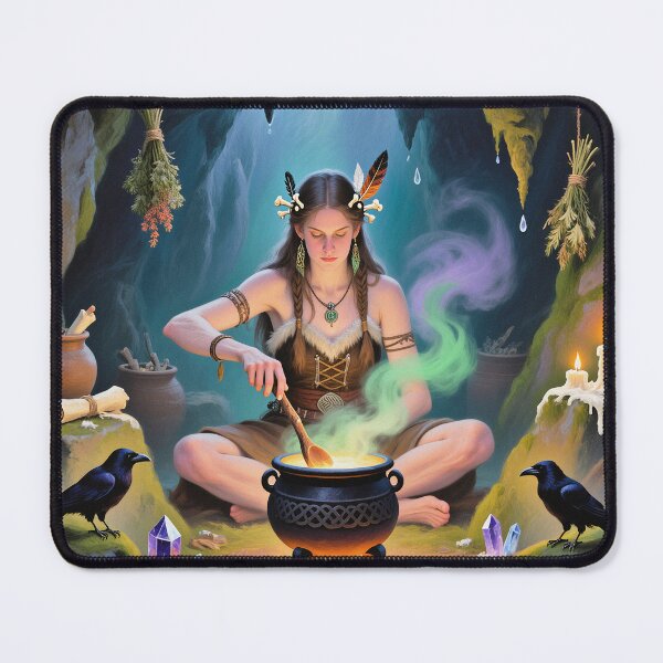 Item preview, The Sorcerer Witch of the wild moors with her magical cauldron designed and sold by Vintage Designs +.