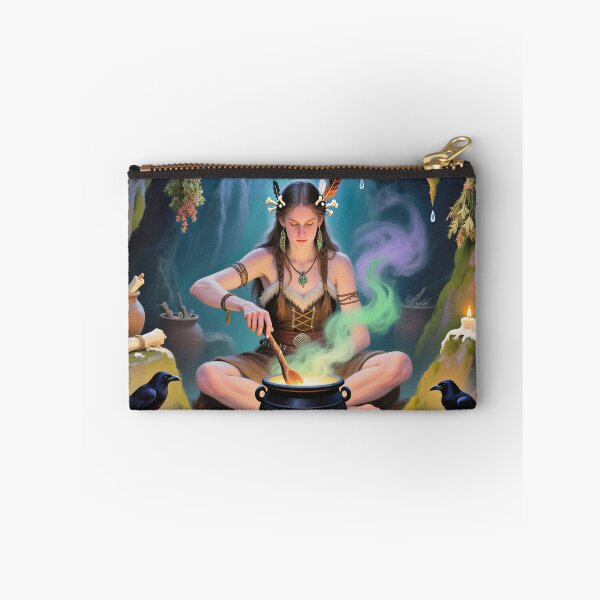 Item preview, The Sorcerer Witch of the wild moors with her magical cauldron designed and sold by Vintage Designs +.