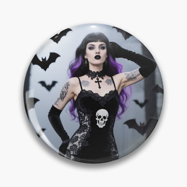 Item preview, Gothic woman posing in black dress designed and sold by Vintage Designs +.