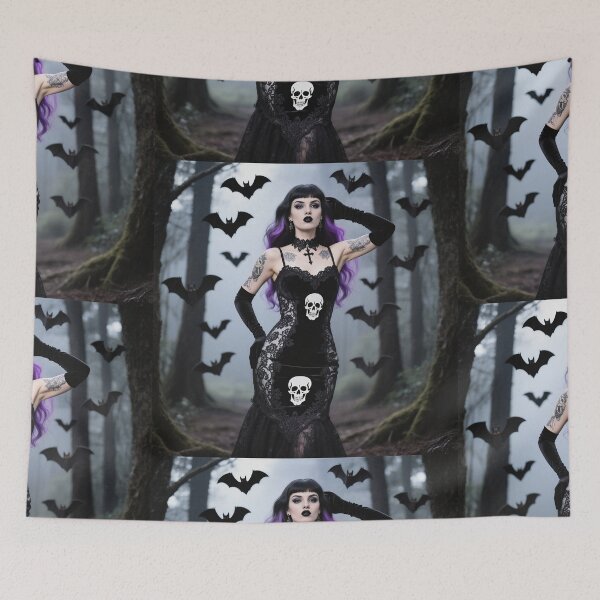 Item preview, Gothic woman posing in black dress designed and sold by Vintage Designs +.