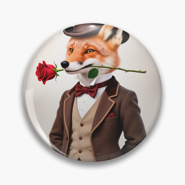 Item preview, Dapper fox gentleman with a rose designed and sold by Vintage Designs +.