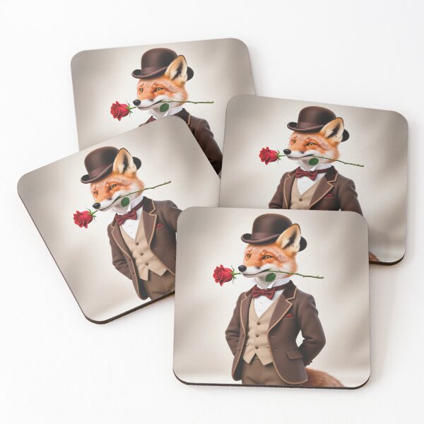 Item preview, Dapper fox gentleman with a rose designed and sold by Vintage Designs +.