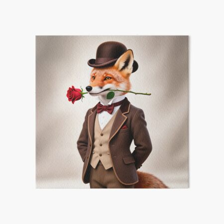 Item preview, Dapper fox gentleman with a rose designed and sold by Vintage Designs +.