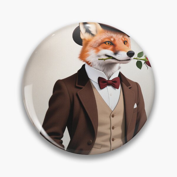 Item preview, Dapper fox gentleman with a rose designed and sold by Vintage Designs +.