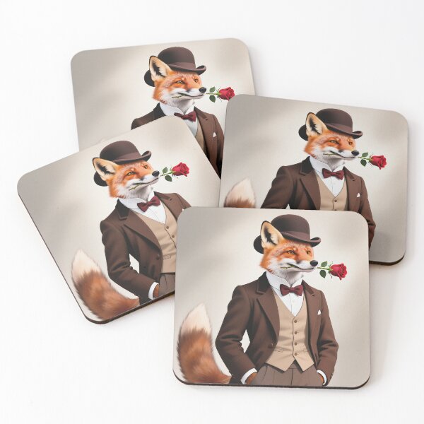 Item preview, Dapper fox gentleman with a rose designed and sold by Vintage Designs +.