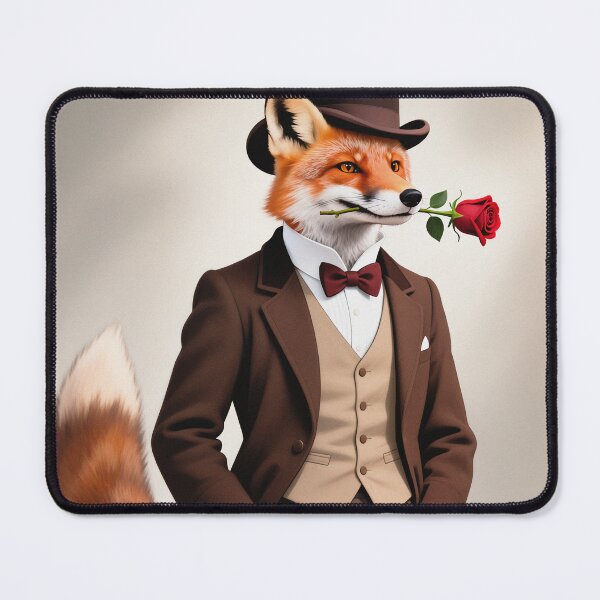 Item preview, Dapper fox gentleman with a rose designed and sold by Vintage Designs +.