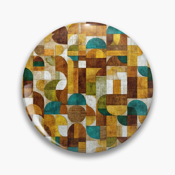 Artikelvorschau, Blaugrünes Senf-Orange im geometrischen Midcentury-Layout entworfen und verkauft von Piotrek0001.