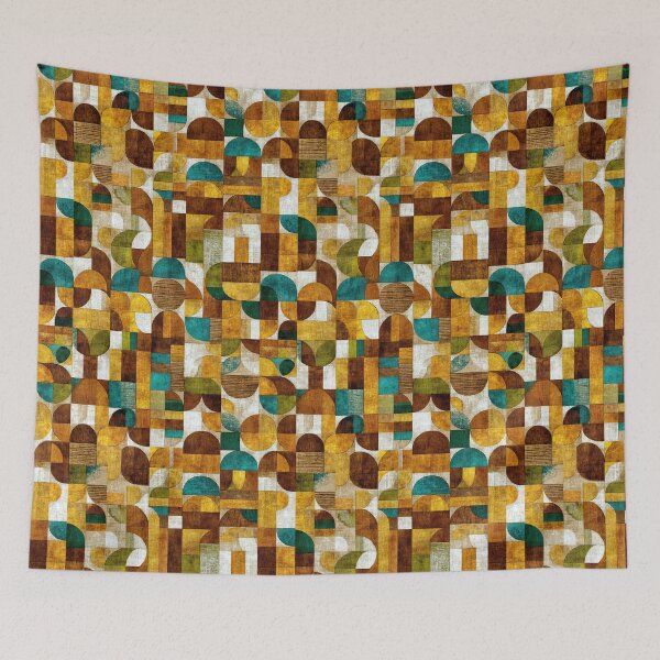 Item preview, Teal Mustard Orange in Midcentury Geometric Layout designed and sold by Piotrek0001.