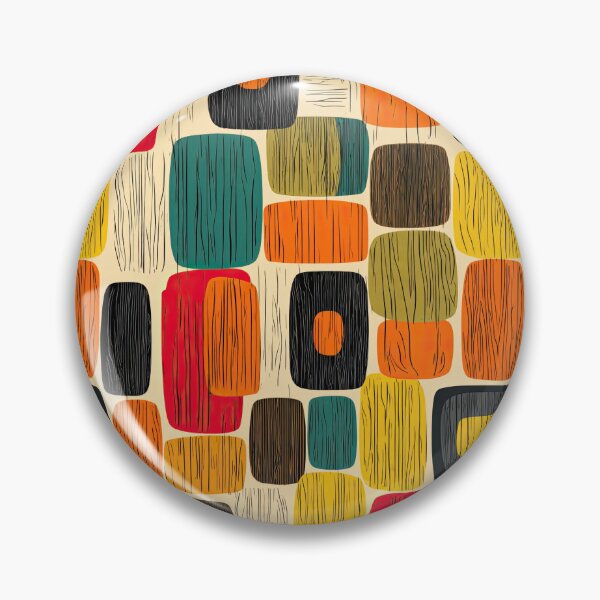 Artikelvorschau, Stilvolles Midcentury-Muster in Blaugrün und Senfgelb entworfen und verkauft von Piotrek0001.