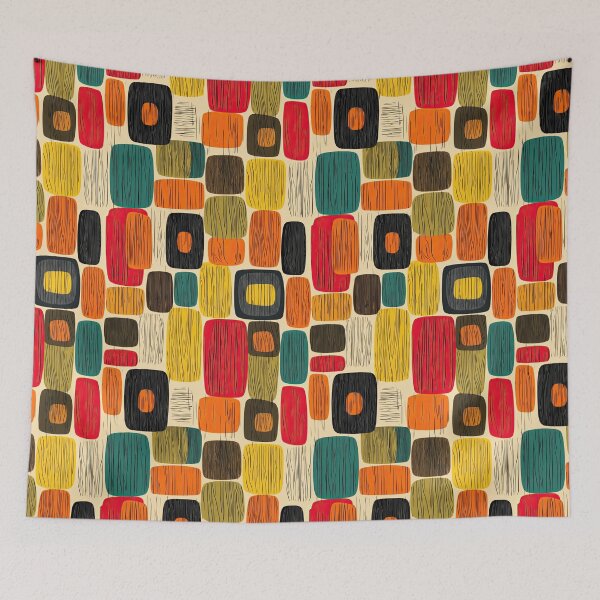 Item preview, Stylish Midcentury Pattern in Teal and Mustard designed and sold by Piotrek0001.