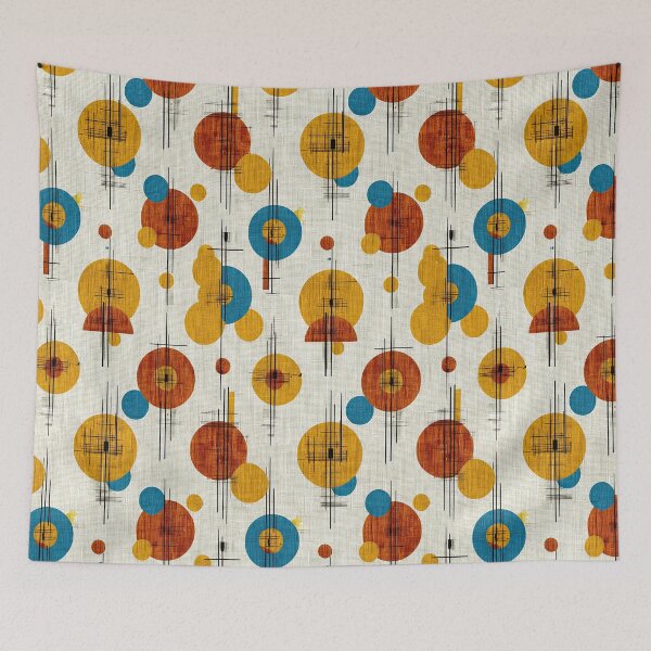 Item preview, Teal Orange Brown Geometric Midcentury Wall Pattern designed and sold by Piotrek0001.