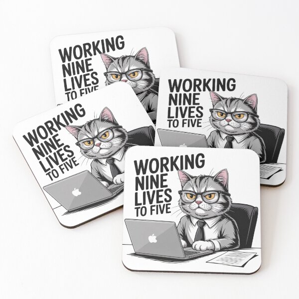 Item preview, Working Nine Lives to Five – Cat Office Humor designed and sold by ArtByYunus.