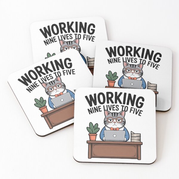 Item preview, Working Nine Lives to Five – Cat Office Humor designed and sold by ArtByYunus.