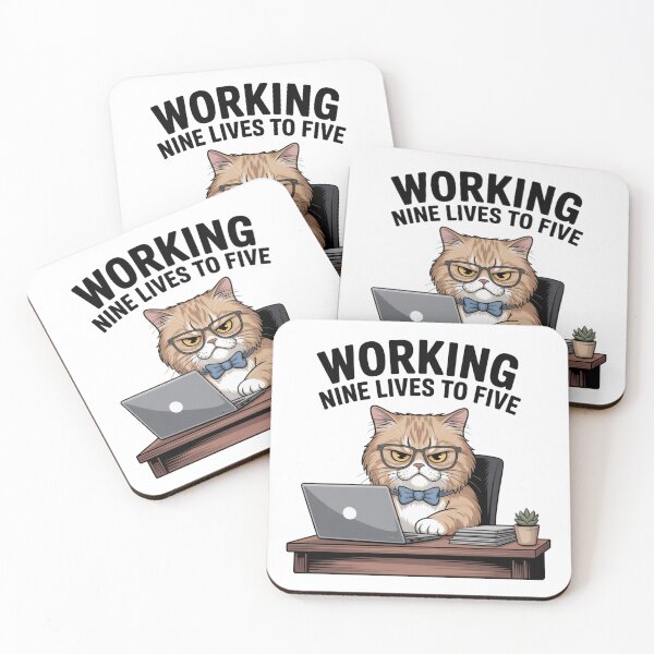 Item preview, Working Nine Lives to Five – Cat Office Humor designed and sold by ArtByYunus.