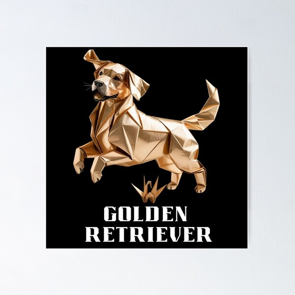 Item preview, Gold Origami Golden Retriever Funny Gifts for Dog Lover designed and sold by suescircus.