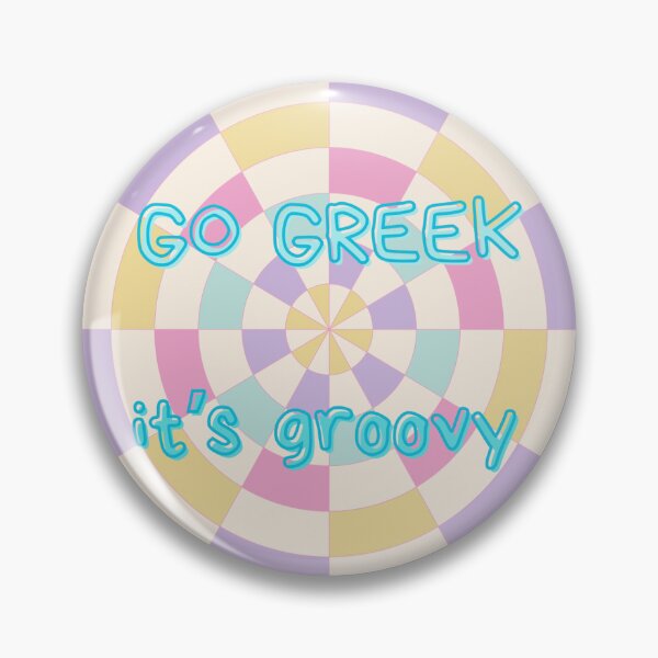 Item preview, Groovy Go Greek button designed and sold by JessDoodes.