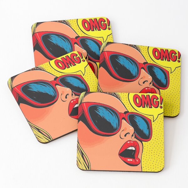 Item preview, OMG Pop Art Girl in Red Glasses – Retro Comic Style Reaction	 designed and sold by -DEEWOLF-.