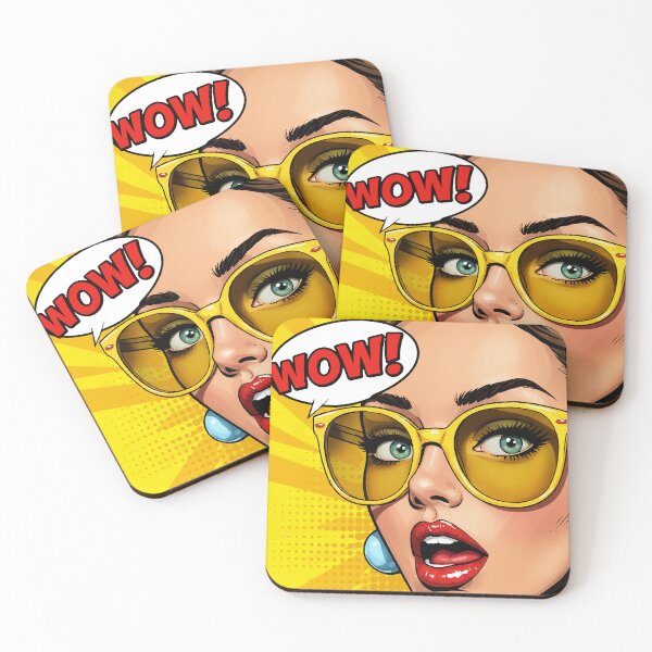 Item preview, WOW Retro Pop Art Woman with Yellow Glasses – Comic Book Style	 designed and sold by -DEEWOLF-.