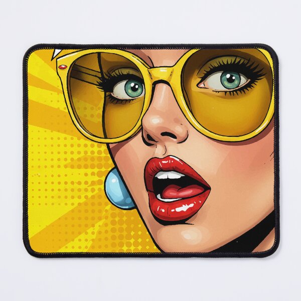 Item preview, WOW Retro Pop Art Woman with Yellow Glasses – Comic Book Style	 designed and sold by -DEEWOLF-.