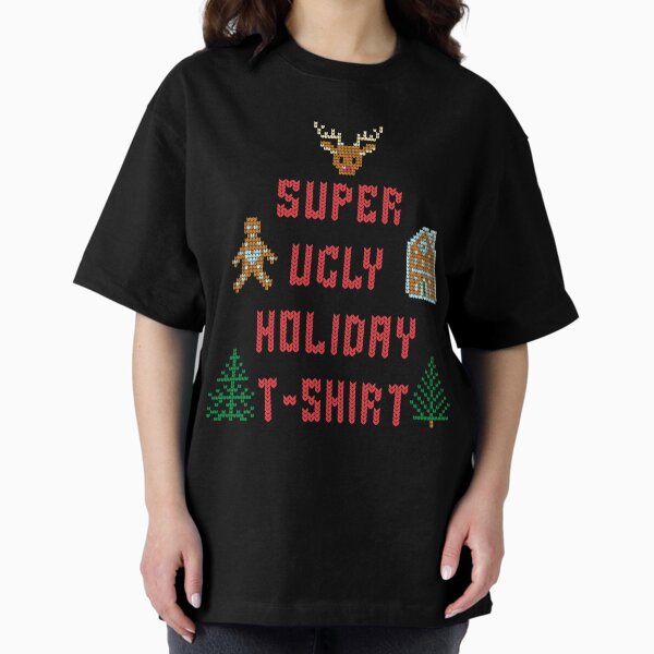 Item preview, Super Ugly Holiday Tee – Chaotic Christmas Pixel Sweater Parody designed and sold by RealLifeMerchies.