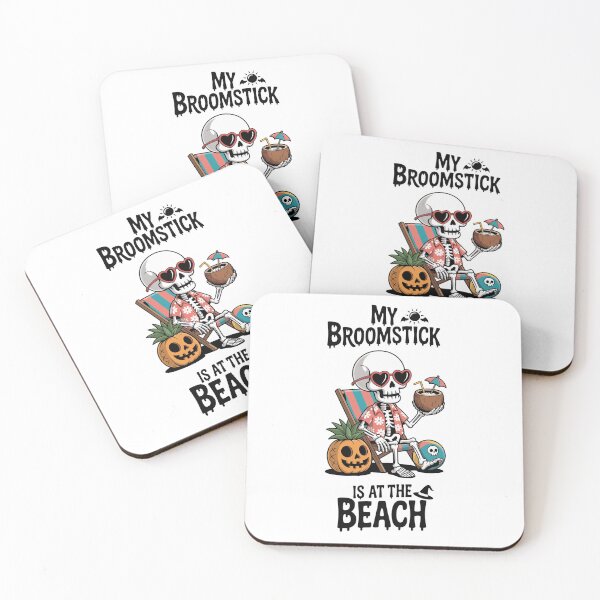 Item preview, My Broomstick is at the Beach – Funny Skeleton Summerween Shirt for Halloween Lovers designed and sold by wendydesigh.