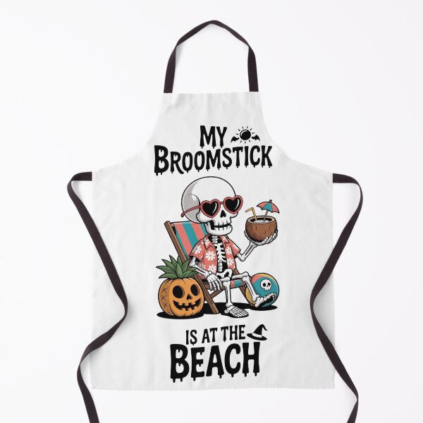 Item preview, My Broomstick is at the Beach – Funny Skeleton Summerween Shirt for Halloween Lovers designed and sold by wendydesigh.