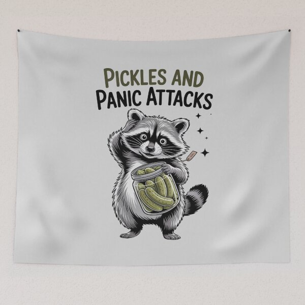 Item preview, Pickles and Panic Attacks Raccoon – Funny Mental Health Design designed and sold by Aredbox.