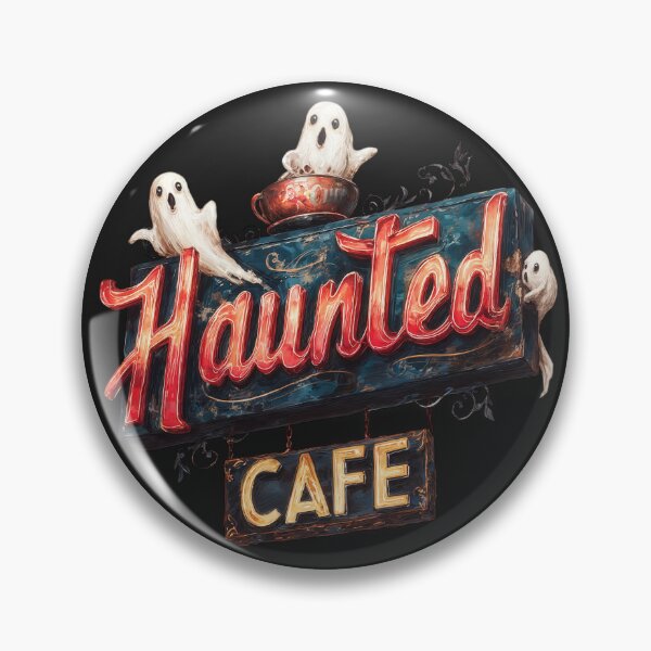 Item preview, Haunted Cafe Vintage Sign with Cute Ghosts designed and sold by Anastasiia Yurevych.