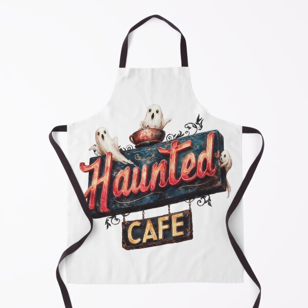 Item preview, Haunted Cafe Vintage Sign with Cute Ghosts designed and sold by Anastasiia Yurevych.