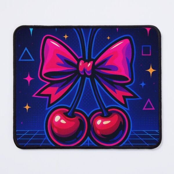 Item preview, Retro 80s Cherries With Pink Bow | Vaporwave Coquette Bow Design designed and sold by CapturedByeJ.