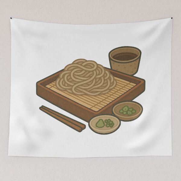 Item preview, Zaru Soba Cold Noodle, Traditional Japanese Summer Dish, Minimal Food Aesthetic Art designed and sold by Vendeloc.