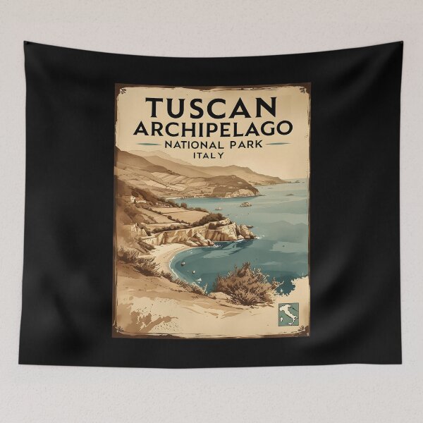 Item preview, A Vintage Illustration of Tuscan Archipelago National Park - Italy  designed and sold by GoodOldVintage.