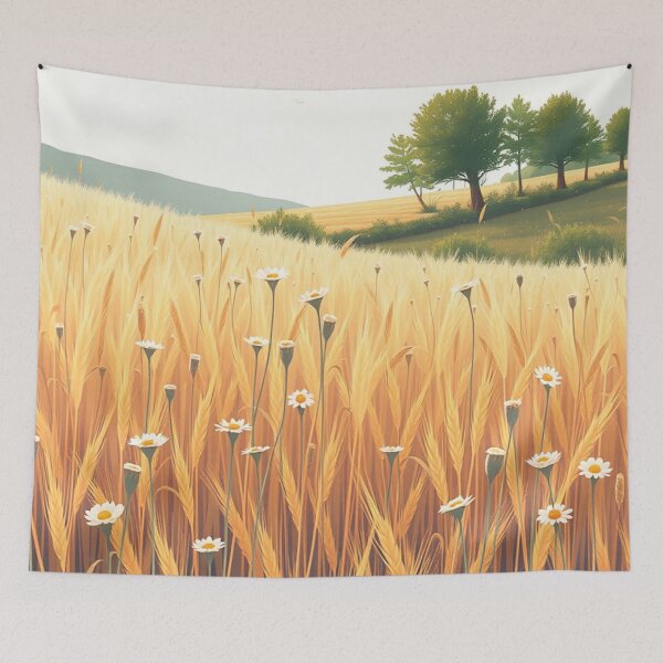 Item preview, Rustic Wheat Field and Wildflowers – Serene Summer Landscape designed and sold by MiraLumeStudio.