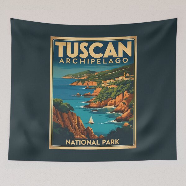 Item preview, A Vintage Illustration of Tuscan Archipelago National Park - Italy  designed and sold by GoodOldVintage.