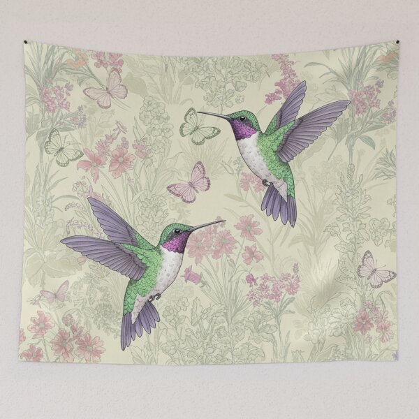 Item preview, Vintage Hummingbird Soft Garden Flight designed and sold by LyssasMindArt.