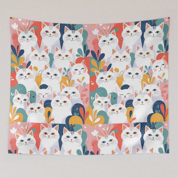 Item preview, White Cat Pattern designed and sold by PatronesKawai.