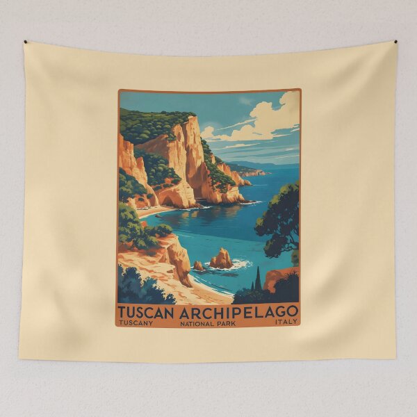 Item preview, A Vintage Illustration of Tuscan Archipelago National Park - Italy  designed and sold by GoodOldVintage.