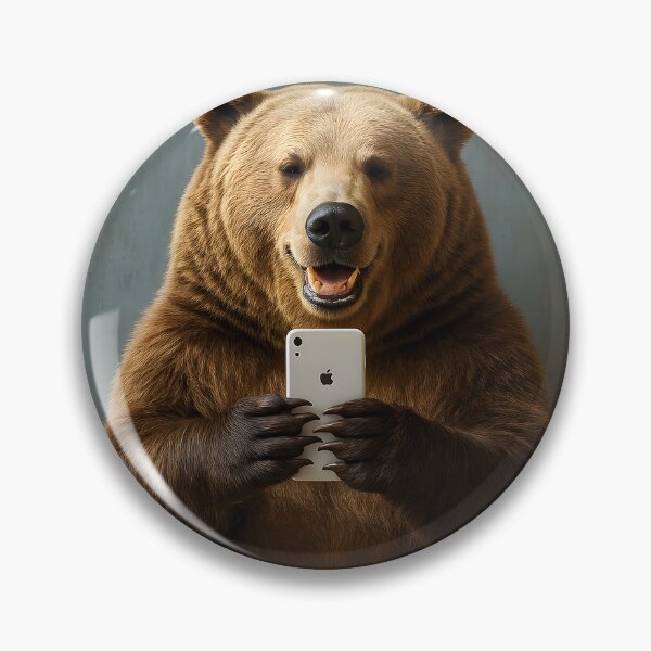 Item preview, Funny Bear on Toilet with Smartphone – Quirky Animal Humor Art designed and sold by ParadisePosters.