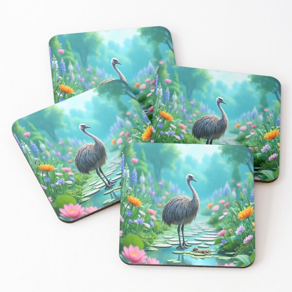 Item preview, Cool Blue Garden Collection with Adorable Emu designed and sold by Dailywalker22.