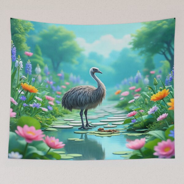 Item preview, Cool Blue Garden Collection with Adorable Emu designed and sold by Dailywalker22.